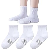 EPEIUS Kids Girls' Cushioned Socks Thick Cotton Running Socks Ankle Athletic Socks Short Sports Quarter Socks 5-15 Years