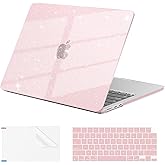 EooCoo Case Compatible with MacBook Air 13 inch 2026 2025-2022 Release M4 M3 M2 A3240 A3113 A2681, Glitter Hard Shell&Keyboard Skin Cover&Screen Protector for Mac Air 13.6 inch Case, Sparkly Baby Pink