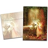 Tree-Free Greetings Gentle Kindness Solstice Cards - 10 Recycled 5x7 Cards & Matching Envelopes, Thick Cardstock, Made in USA - Mystical Fairy Ring