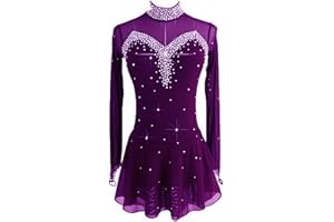 LIUHUO Blue Ice Figure Skating Dress for Girls Women Backless Long-Sleeved Beaded Dresses…