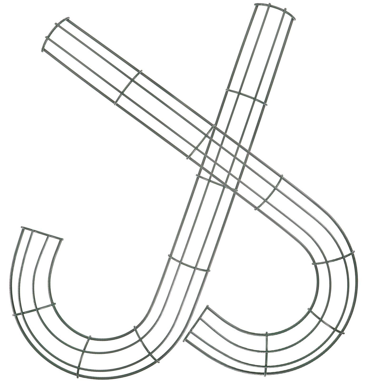 Artibetter Christmas Candy Cane Wire Wreath Frame: 2pcs Candy Cane Shaped Wreath Form Holiday Metal Wire Flower Wreath Frames J Letter Making Rings for New Year Valentines Party Decor 40cm