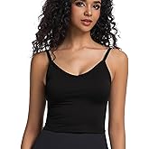 Yuiseaik Women Workout Tops V-Neck Sleeveless Tank Top Going Out Double Lined Basic Slim Fit Yoga Gym
