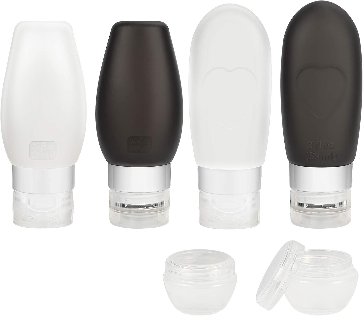 Urvoix 4 Pack Travel Bottles - Leakproof Silicone Travel Containers, Refillable Squeezable Travel Tube Sets with TSA Quart Bag for Shampoo Conditioner Lotion (3 oz)