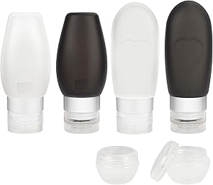 Urvoix 4 Pack Travel Bottles - Leakproof Silicone Travel Containers, Refillable Squeezable Travel Tube Sets with TSA Quart Bag for Shampoo Conditioner Lotion (3 oz)