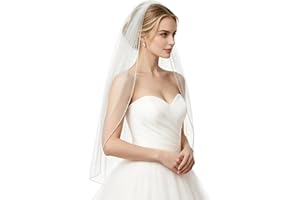 GAODESI Wedding Veil Pearls and Crystals Beaded Edge 1 Tier Fingertip Length Bridal Veil