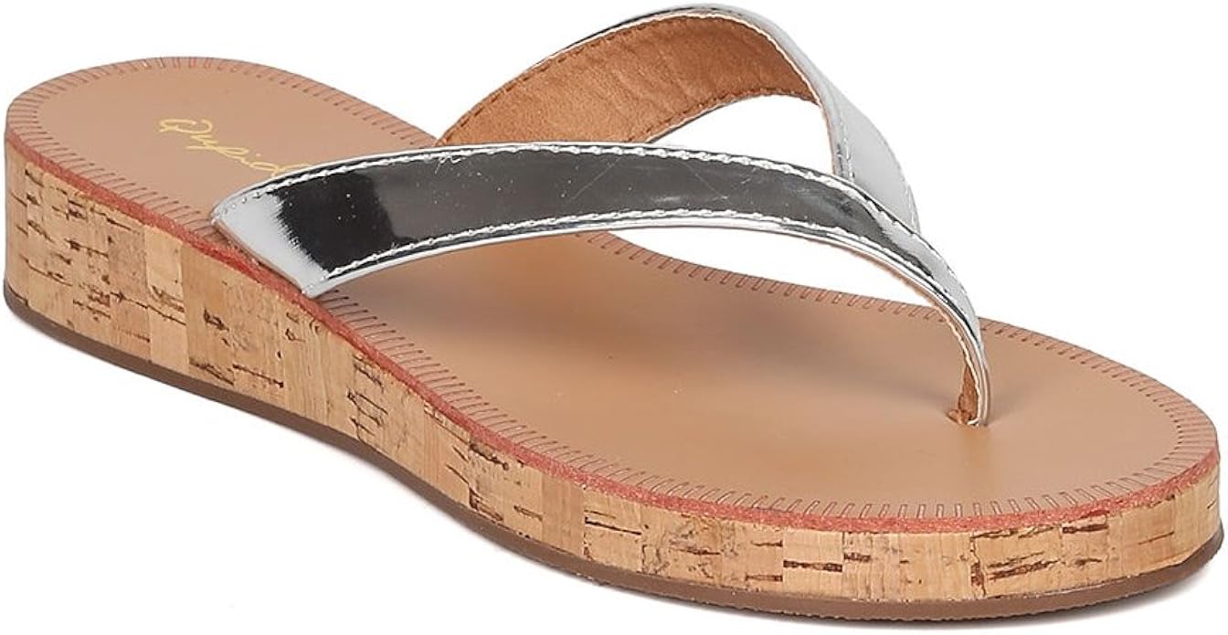 Qupid Agency 148 Black Suede Neon Color Block Thong Sandals - $25.00