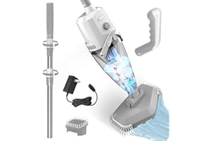 YSMJ Max Power Handheld Cordless Pool Vacuum for Inground above Ground Pool hot tub spa w/Telescopic Handle(5.5ft) compitable with Other Standard Pole 1.8L Large-Capacity dust Box (brown)