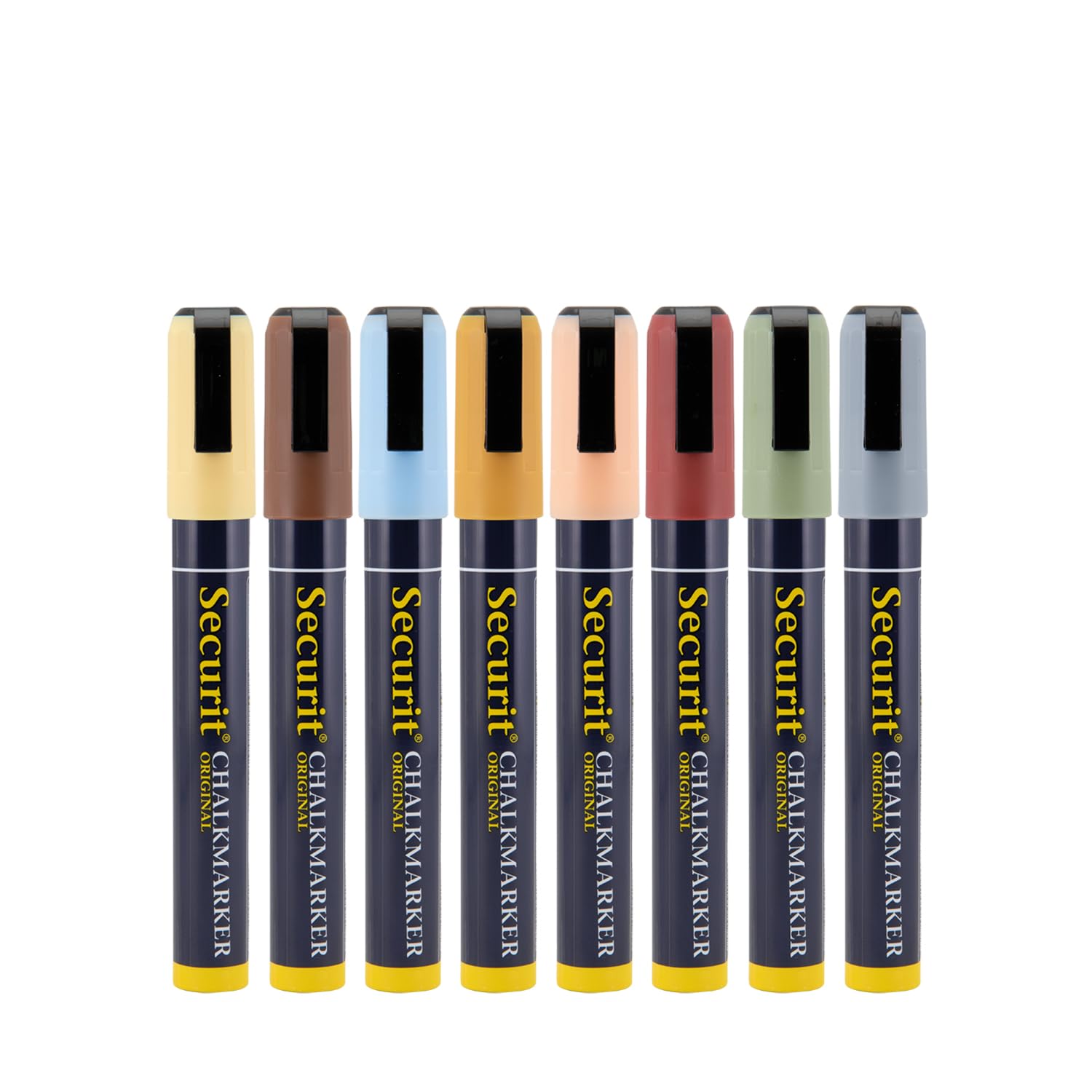 Securit SMA510-V8-ET Pieces Liquid Chalk Marker Wallet Pack, Earth Tone, Medium 2-6mm Nib, 8 pc, Multi-Color, 14.5 x 15 x 2 cm