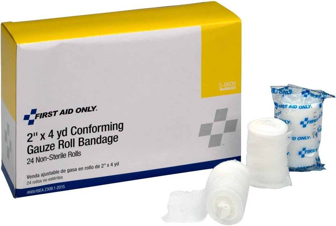First Aid Only 5-6600 Stretch Gauze Bandage, 4-Yard Stretched Length x 2-Inch Width (Box of 24): Industrial & Scientific