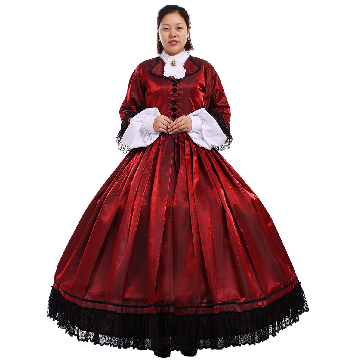 COSDREAMER Womens Renaissance Dress Victorian Edwardian costume Gothic Dress (Wine red, S) — image 1