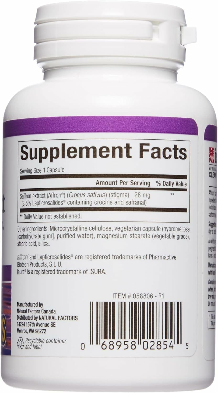 Natural Factors, Stress-Relax Affron Saffron Extract 28 mg, 30 Vegetarian Capsules