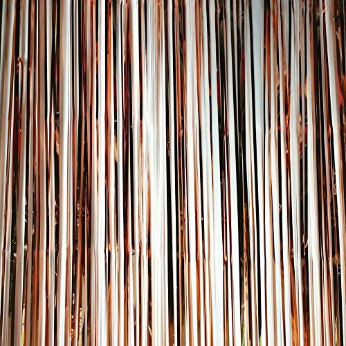 Jocon SF8107 Metallic Foil Fringe Curtain for Wedding Prom Birthday Party Wall Decoration Background (2 Packs, Rose Gold)