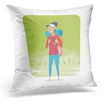 Amazon Com Throw Pillow Cover Young Woman Walking Alone On Forest