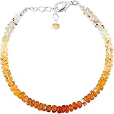 CRYSTALINES Natural Gemstones Beaded Bracelets, Assorted Beads Stones, Handmade Boho Hypoallergenic Jewelry for Women, Chakra Healing Crystals, Silver Adjustable Chain-7+1inch