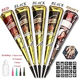 CLOOOUDS Temporary Tattoo Kit, 5 PCS Conical Temporary Art Tattoos Painting, 20 PCS Free Adhesive Stencils