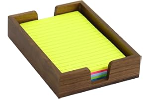 MultiBey Walnut Wood Sticky Notes Holder for Desk, 4x6 Inch Self -Sticky Note Memo Holder, Wooden Sticky Note Dispenser Office Desk Organizer for Dorm Room Office Home School (S)