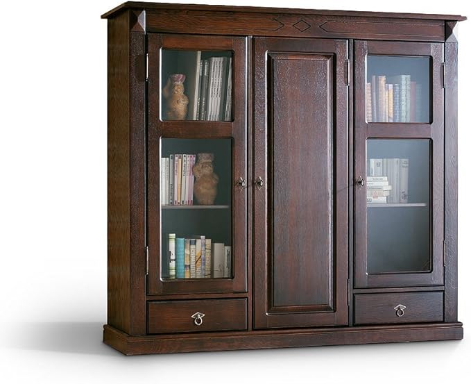 Java Exclusiv 52119 Highboard Kura Eiche 48 x 162 x 150 cm, schwarz