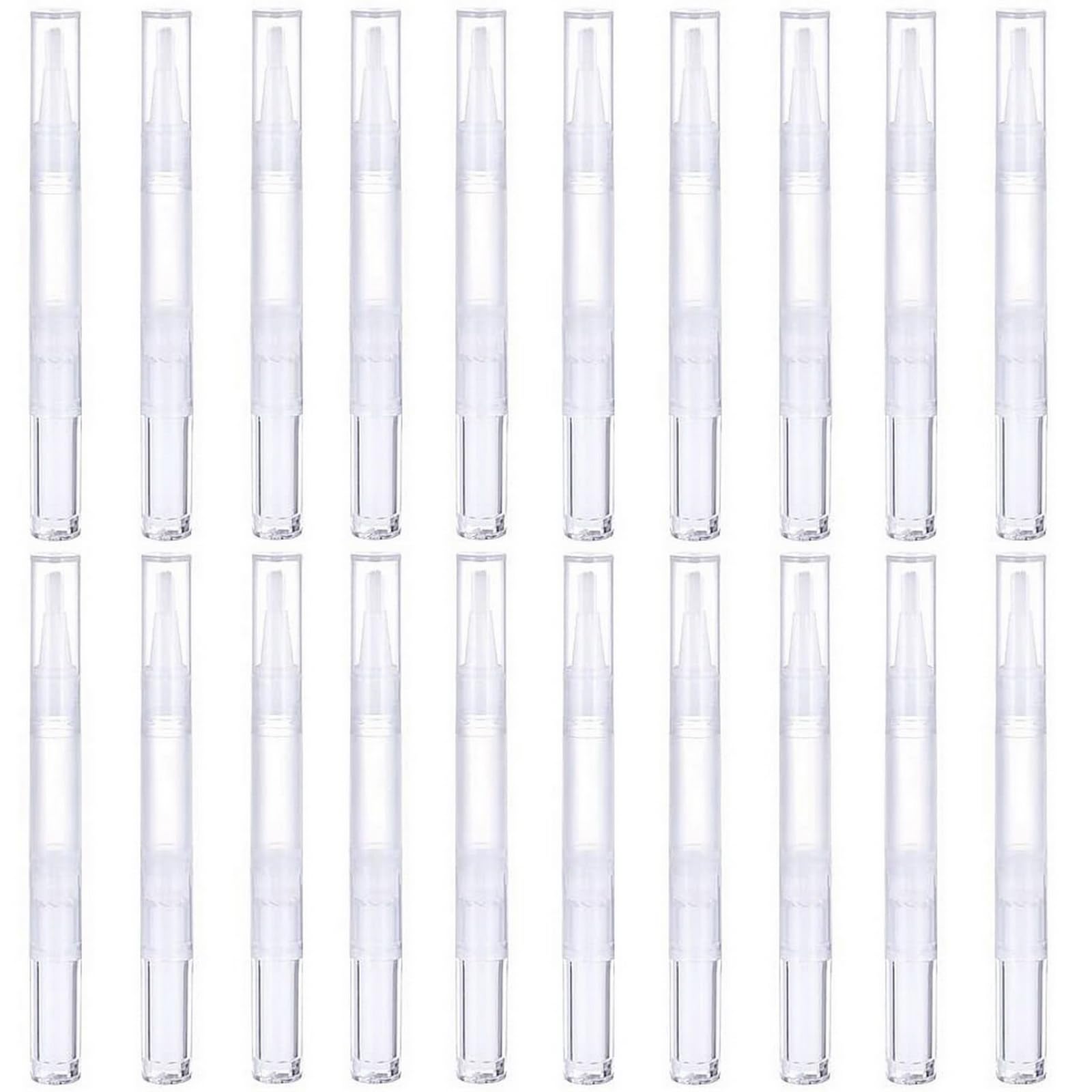 VANANA 20pcs Transparent Nail Oil Pens with Brush - Empty Cuticle Oil Pens for Lip Gloss, Eyelash Growth Liquid