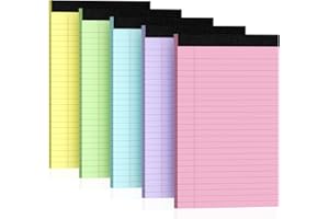 CIPHYFEE 5pcs Small Note Pads, Color Notepads 5x8 College Ruled Notebook, Writing Pads 5 x 8, Legal Pads, Memo Pad Paper Perforate Narrow Ruled Notebooks for Work, School, Office Supplies,30 Sheets/Pack