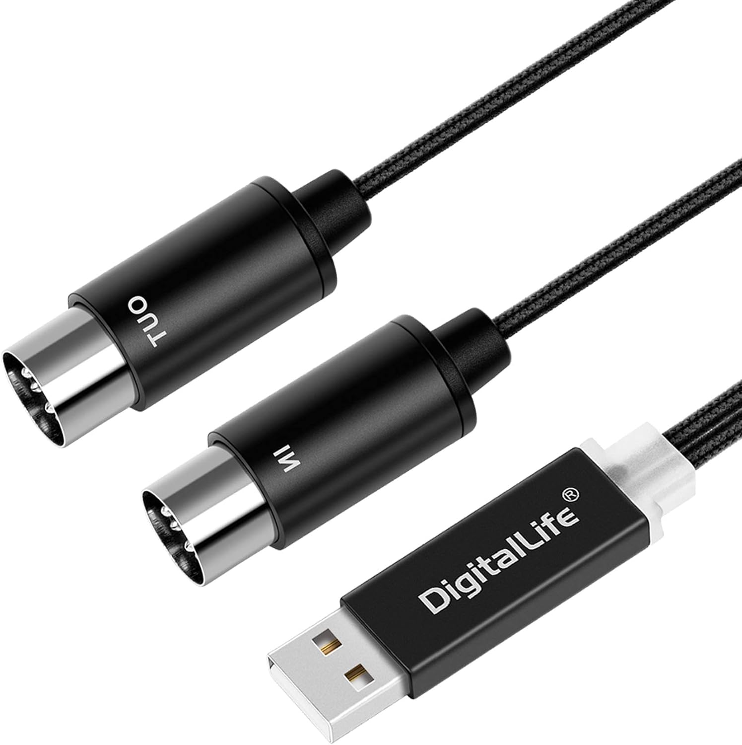 USB MIDI Kabel DigitalLife USB zu MIDI 5 Polig In/Out Konverter Kabel