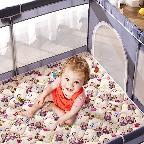 Vibe bear Baby Play Mat 79" X 63", Thicker Foam OnePiece Crawling Mat, Extra Large Anti Slip
