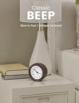 aboveClock Wooden Alarm Clock Bedside with Snooze Night Light Analogue Battery view 5