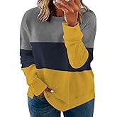 VISLILY Plus-Size Sweatshirts for Women Color Block Pullover Tops