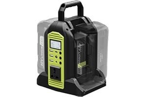 WaxPar Power Inverter Compatible with Ryobi 40V Battery, 350W Outdoor Generators Convert DC 40V to AC 120V Pure Sine Wave Inverter with 6 Output Ports, LED Light for Camping Emergency