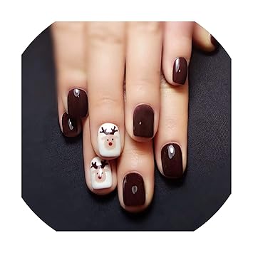 Amazon Com 24 Pcs Brown Press On Fake Nails With Cute Cartoon Amazon Com 24 Pcs Brown Press On Fake Nails With Cute Cartoon