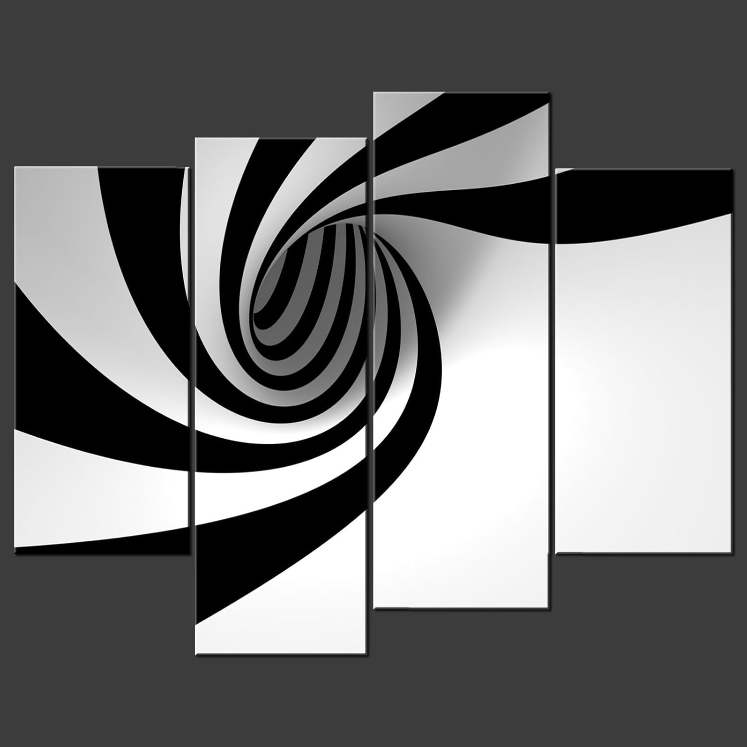 So Crazy Art- Black and White Wall Art Decor Abstract Circle Swirl Canvas Pictures Artwork 5 Panel Modern Painting Prints for Home Living Dining Room Kitchen