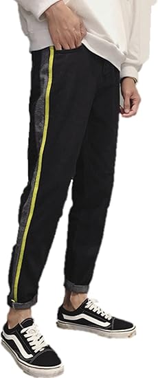 Amazon メンズ デニム サイドライン 黒 ストレート パンツ ボトムス おしゃれ ジーンズ ジーパン K 2xl ジーンズ 通販