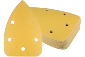Kozelo 18pcs Mouse Detail Sander Sandpaper - [5-Hole 220 Grit] Aluminum Oxide Triangle Hook and Loop Sanding Pads Sheet for S