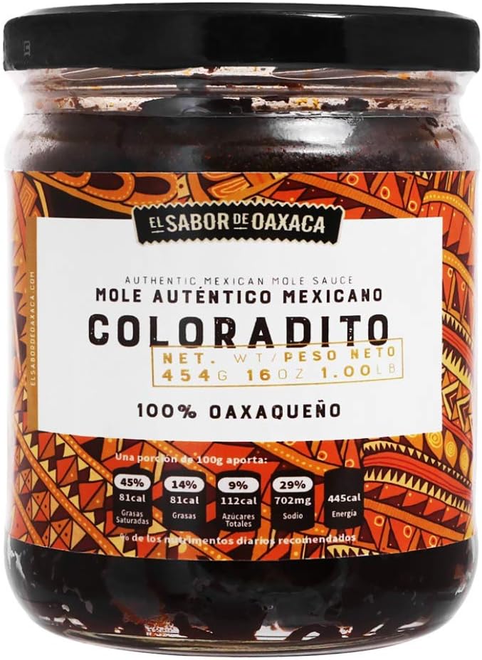 Mole Coloradito de El Sabor de Oaxaca, Authentic Mexican Mole Sauce, Mexican Gourmet Artisan Product, (16 Oz)