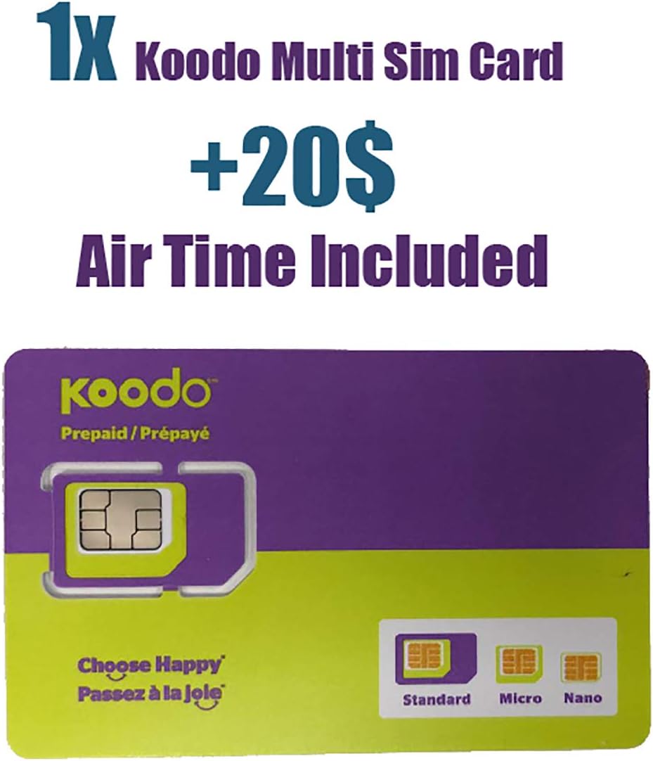 Koodo Mobile Prepaid Multi sim Card with 20 air time (Voucher