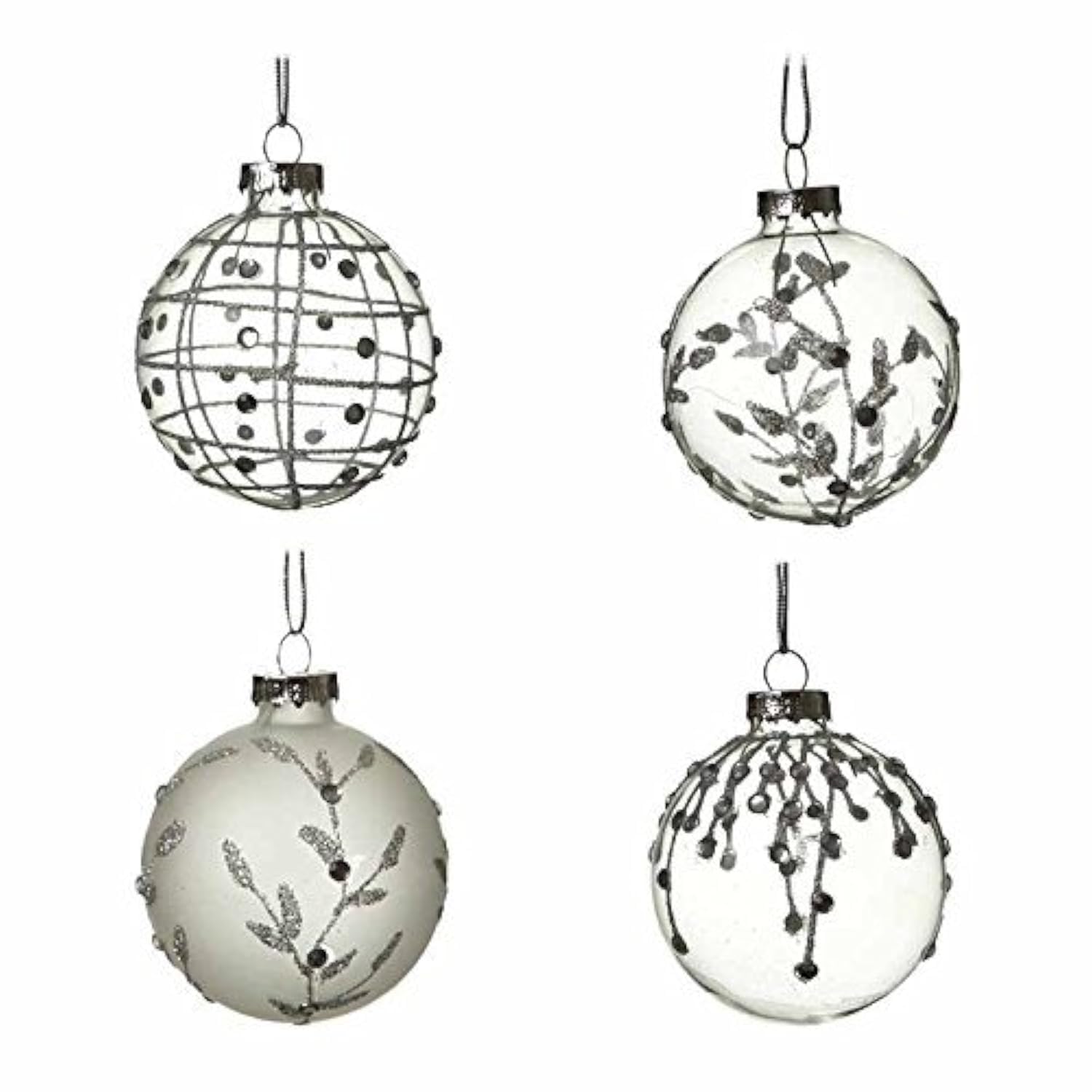 Heaven Sends Set of 4 Frosted Glass Christmas Baubles (7cm)