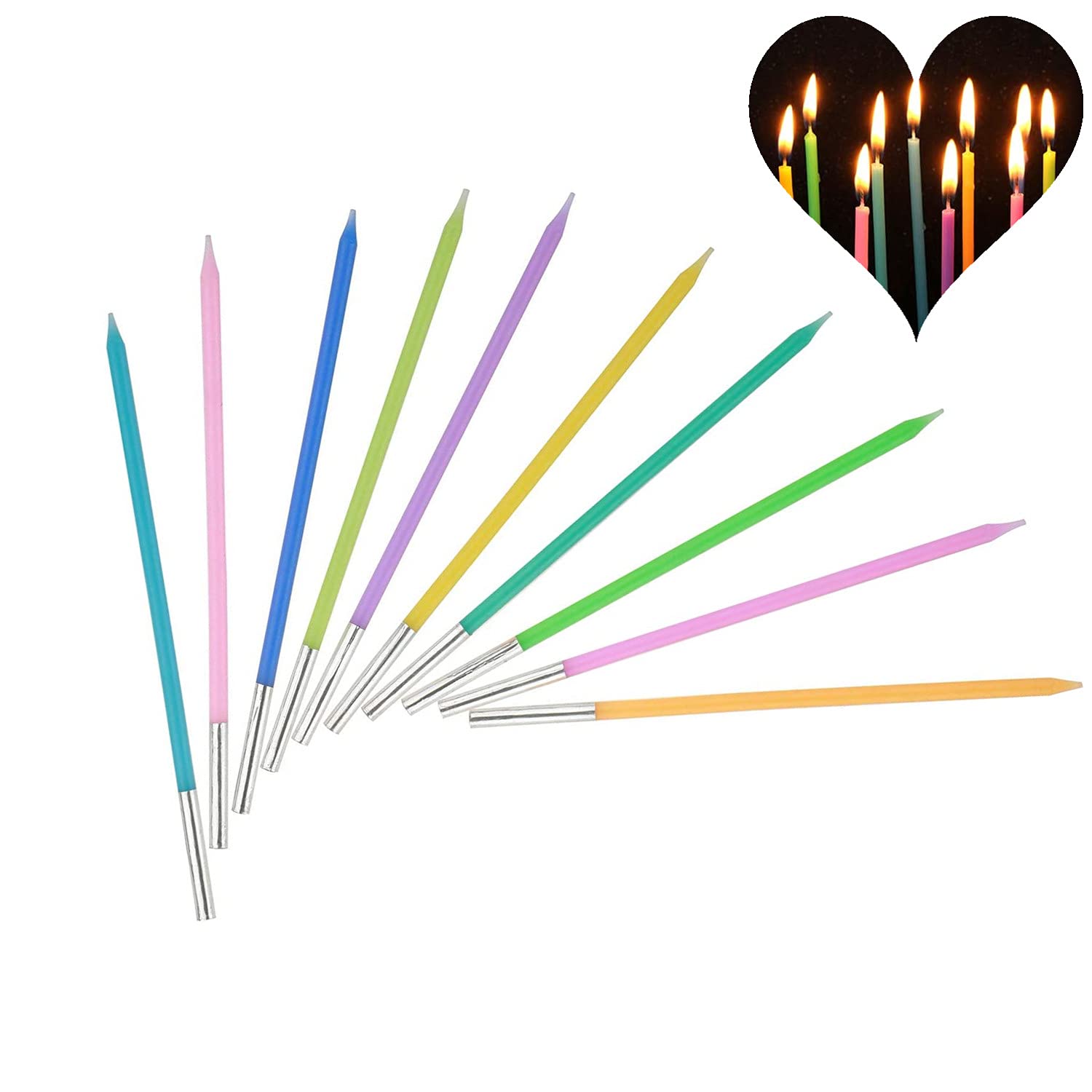 Birthday Candles,90 Pieces Rainbow Birthday Candles Multi Coloured Birthday Candles Tall Skinny Rainbow Birthday Cake Candles for Birthday Wedding Party Cakes Decorations.