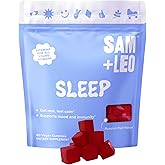 SAM+LEO Sleep Gummies for Kids & Teens with Melatonin, Passion Flower & Vitamin B6 - Gentle Sleep Aid Gummies for Restful Sleep | Natural, Drug Free, Vegan & Gluten Free, Passion Fruit Flavor (60 ct)