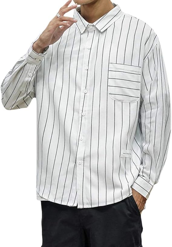 Amazon Fomansh メンズシャツ 長袖 カジュアル 綿 ストライプ ボタンダウン ワイシャツ フィット 大きいサイズ 春 夏 シャツ 通販