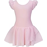 *daisysboutique* Girls Ballet Skirted Dress Ballerina Costume Ruffle Sleeve Tutu Dance Outfit Leotard