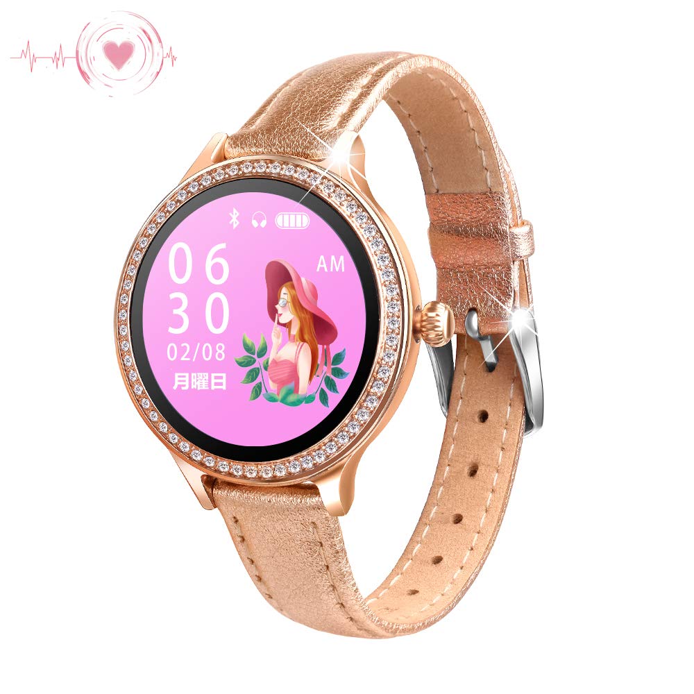 Mua 最新ファッションスマートウォッチ 可愛いスマートウォッチ レディーススマートブレスレット Ip68防水 心拍計 多機能 スマートブレスレット 活動量計 歩数計 消費カロリー Sms Twitter Whatsapp Line通知表示 アラーム 長座注意 睡眠検測