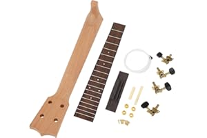 Qiilu Customizable Ukulele Neck Kit Ukulele Neck Rosewood Fingerboard String Knob and Bridge Set for Handcraft - Good Compati