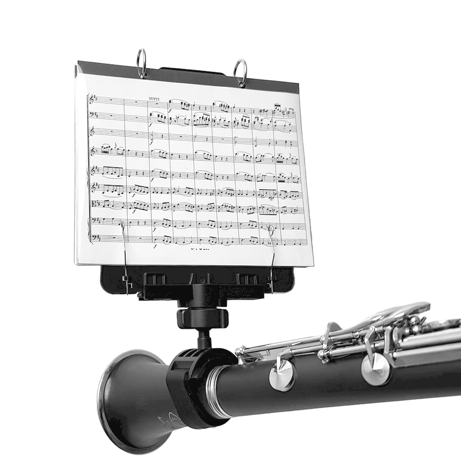Photo 1 of MusBoard Clarinet Lyre TC10, Adjustable Marching Band Lyre for Clarinet with Flip Folder, Includes 10 Refill Sleeves