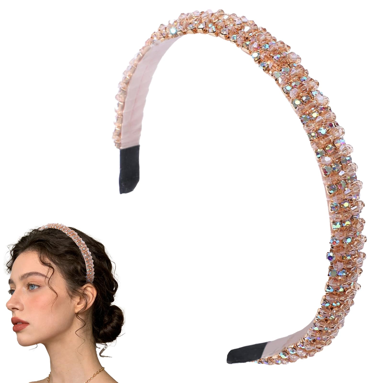 Traziewell Headband Rhinestone Headband Girl Headbands Golden Crystal Bridal Headbands Wedding Hair Accessories for Women Girls 2212