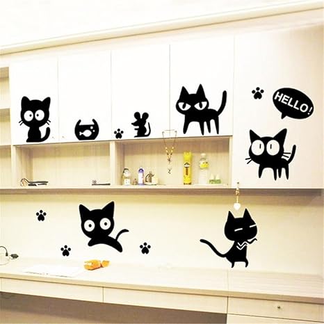 Amazon Co Jp Meily 賃貸部屋ok ねこちゃんウォールステッカー 壁面 シール 猫 ホーム キッチン