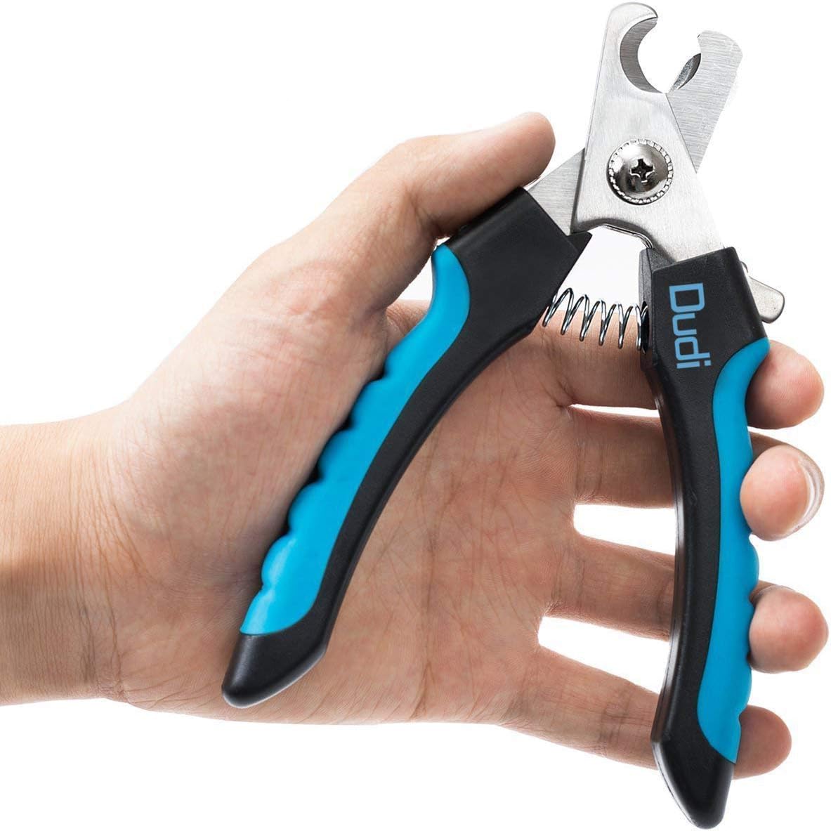 Dudi Dog Nail Clippers and Trimmer - with Quick Safety Guard to Avoid Over-Cutting Toenail - Grooming Razor Sharp Blades for Small Medium Large Breeds (Blue)