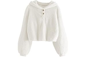GAMISOTE Kids Girl's Fuzzy Hoodies Warm Loose Button Down Pullover Sherpa Jacket Top