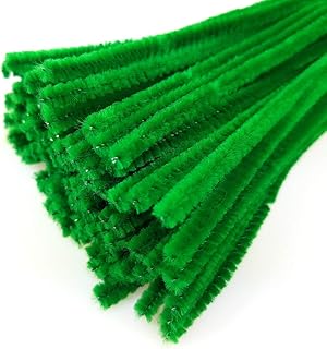 DekoHaus 100 Stück Chenilledraht Pfeifenreiniger Biegeplüsch Basteldraht Pfeifenputzer 30 cm / 6 mm Farbauswahl oder Mix (Grün)