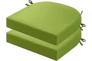 idee-home Outdoor Chair Cushions Set of 2, Thick 19" x 19" x 3" Outdoor Seat Cushions Patio Furniture Waterproof with Ties, Dining Pads