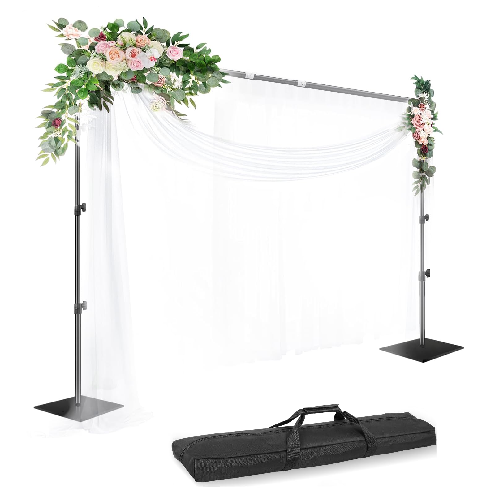 Photo 1 of **DIRT**EMART Backdrop Stand, 8.5ft Height 10ft Width Adjustable Photography Background Support Poles with Heavy Duty Flat Base, Photo Metal Steel Pipe and Drape Frame Kit for Parties Birthday Wedding - Black