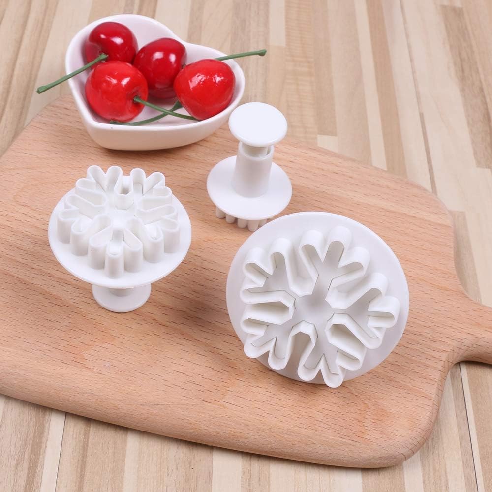 6Pcs Fondant Cookie Cutter Cupcake Decorating Fondant Mould Snowflake Cake Decorating Tools for Wedding Birthday Baby Shower Party Cake Decoration (White) - Image 5